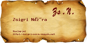 Zsigri Nóra névjegykártya